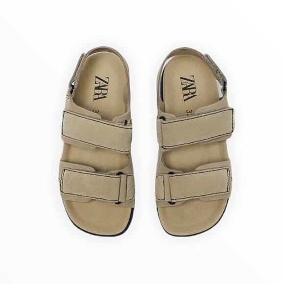 ZARA Kids | Brown | QUILTED LEATHER SANDALS - Picture 2 of 5